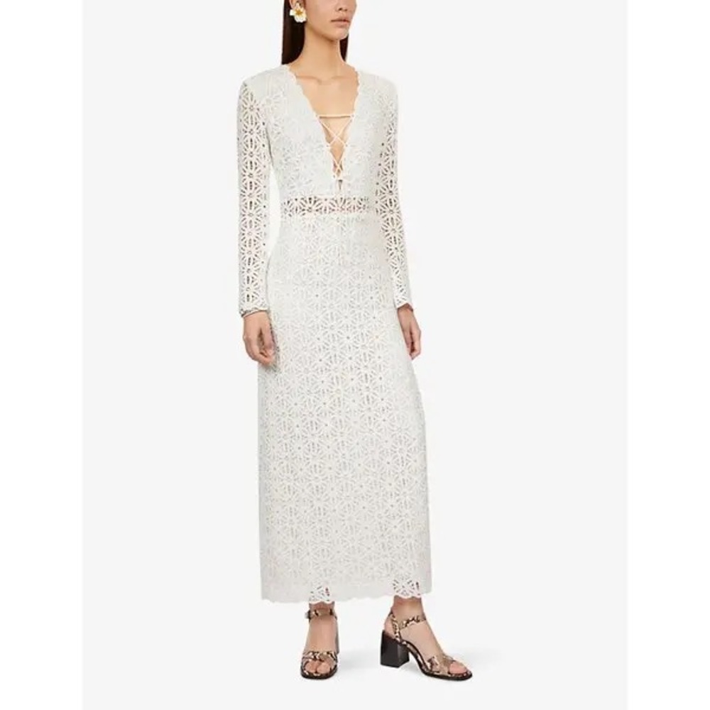Latest THE KOOPLES long white Guipure long sleeves dress sz 1